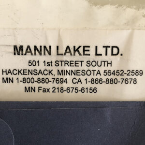 Photo of Mann Lake address label from box