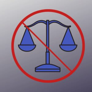 icon of scales to represent comparison. red circle with line on top to represent no or don't