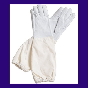 photo of beekeeping gloves as part of a list of gifts for new beekeepers